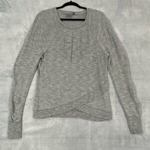Athleta Cross Front Long Sleeve Top Gray Sz Medium